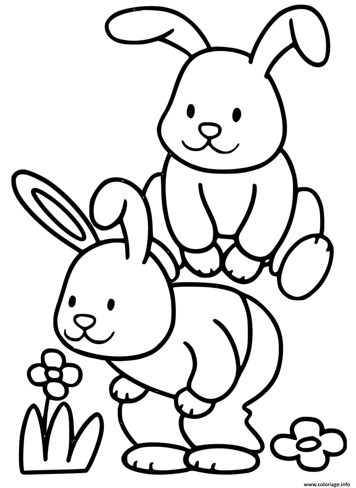 Coloriage Lapins De Paques Maternelle Facile Dessin Paques Facile à