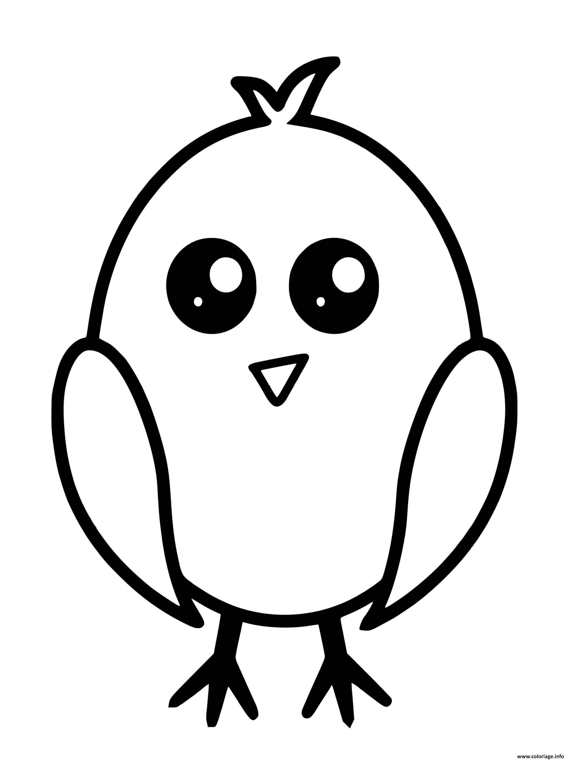 Dessin poussin kawaii facile Coloriage Gratuit à Imprimer