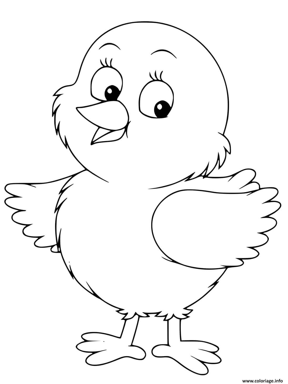 Dessin poussin bebe poule domestique Coloriage Gratuit à Imprimer