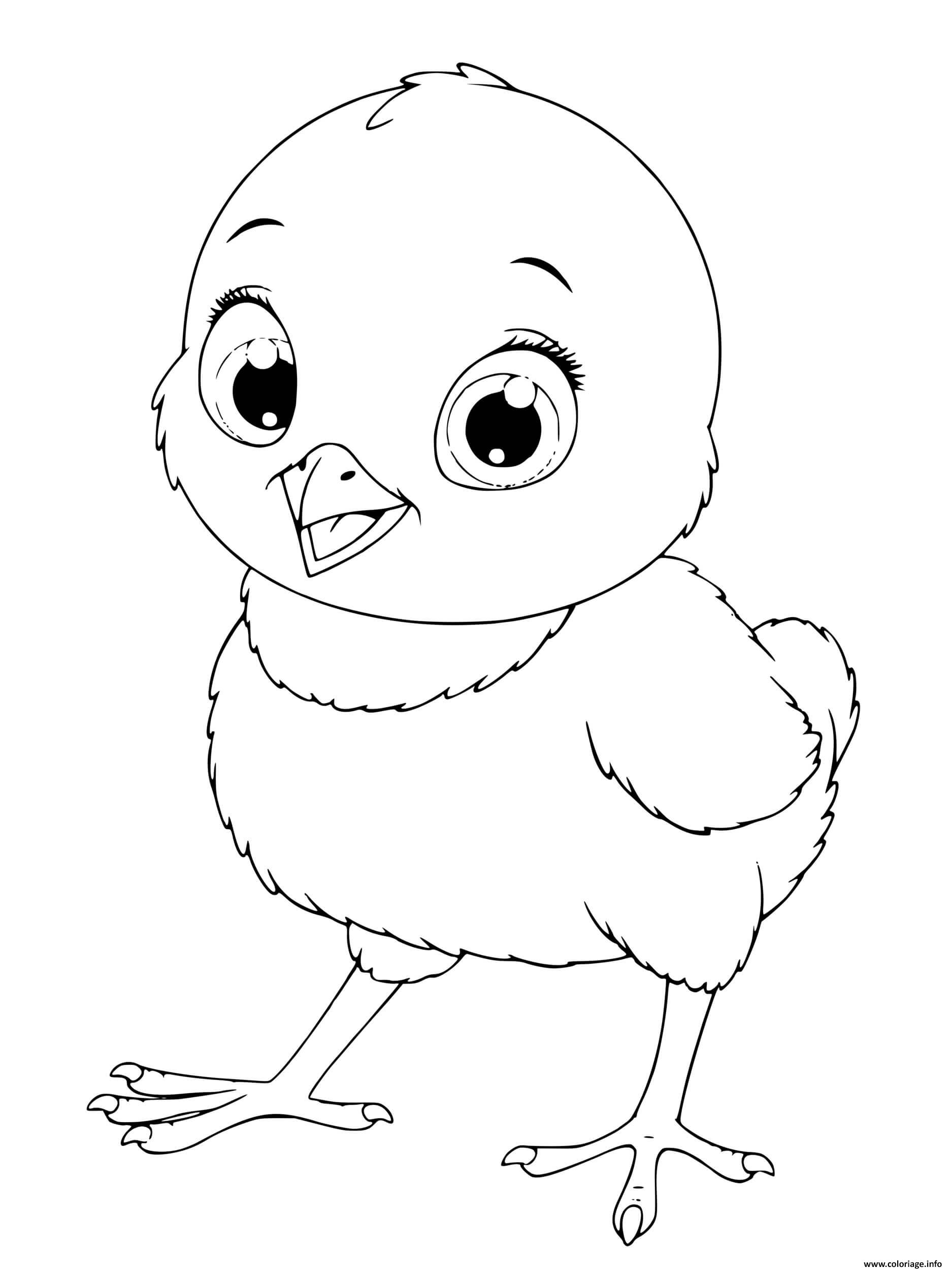 Dessin poussin kawaii Coloriage Gratuit à Imprimer