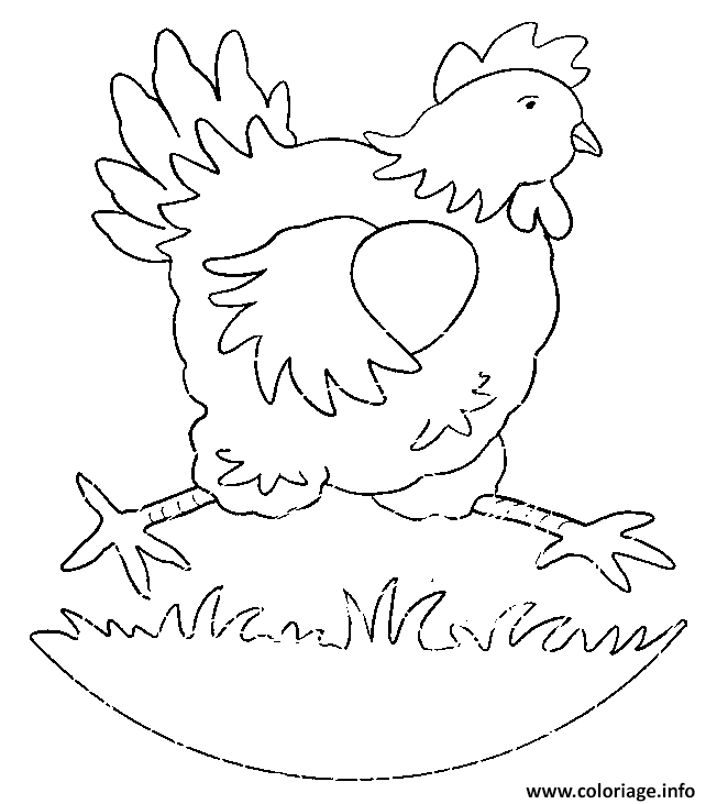 Dessin paques une poule qui court Coloriage Gratuit à Imprimer