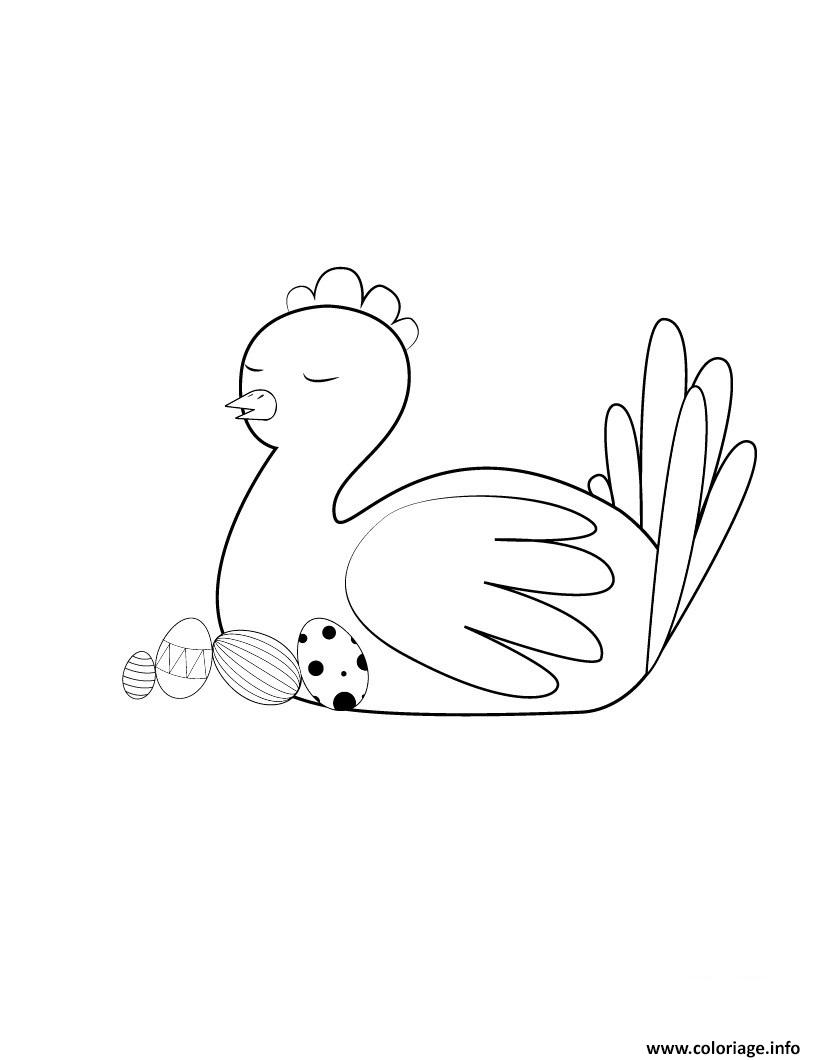 Dessin poule de paques endormie Coloriage Gratuit à Imprimer