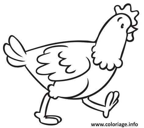 Dessin poule qui marche dans la ferme Coloriage Gratuit à Imprimer