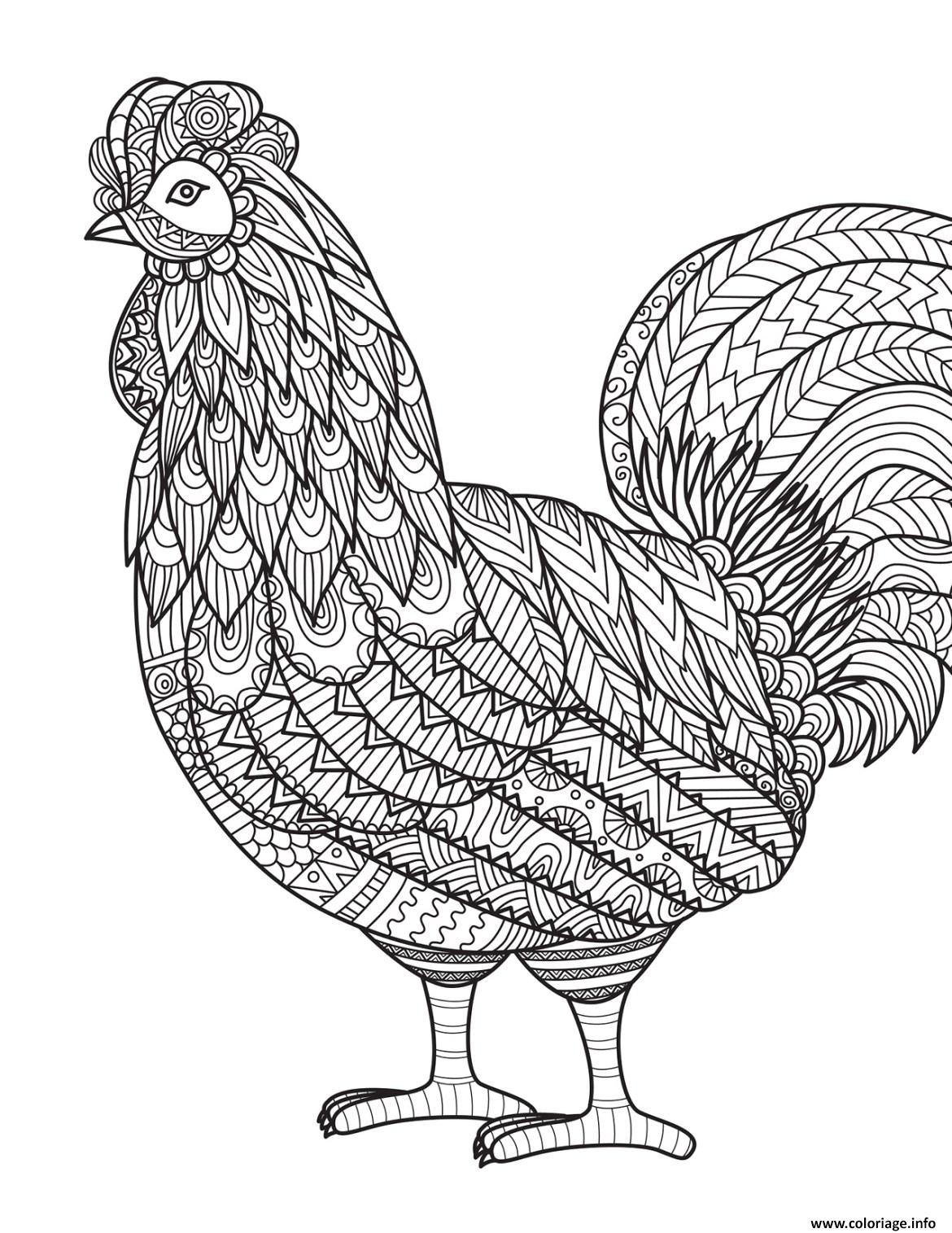 Dessin poule mandala zentangle Coloriage Gratuit à Imprimer