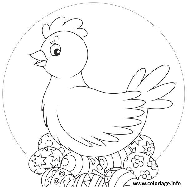 Dessin oeufs de poule pour paques Coloriage Gratuit à Imprimer