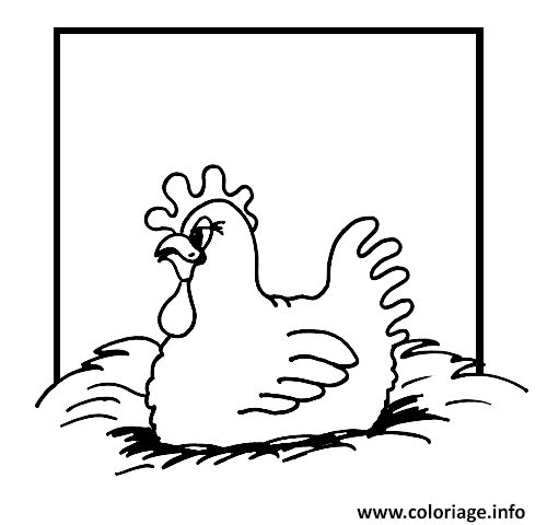 Dessin paques une poule qui couve un oeuf Coloriage Gratuit à Imprimer