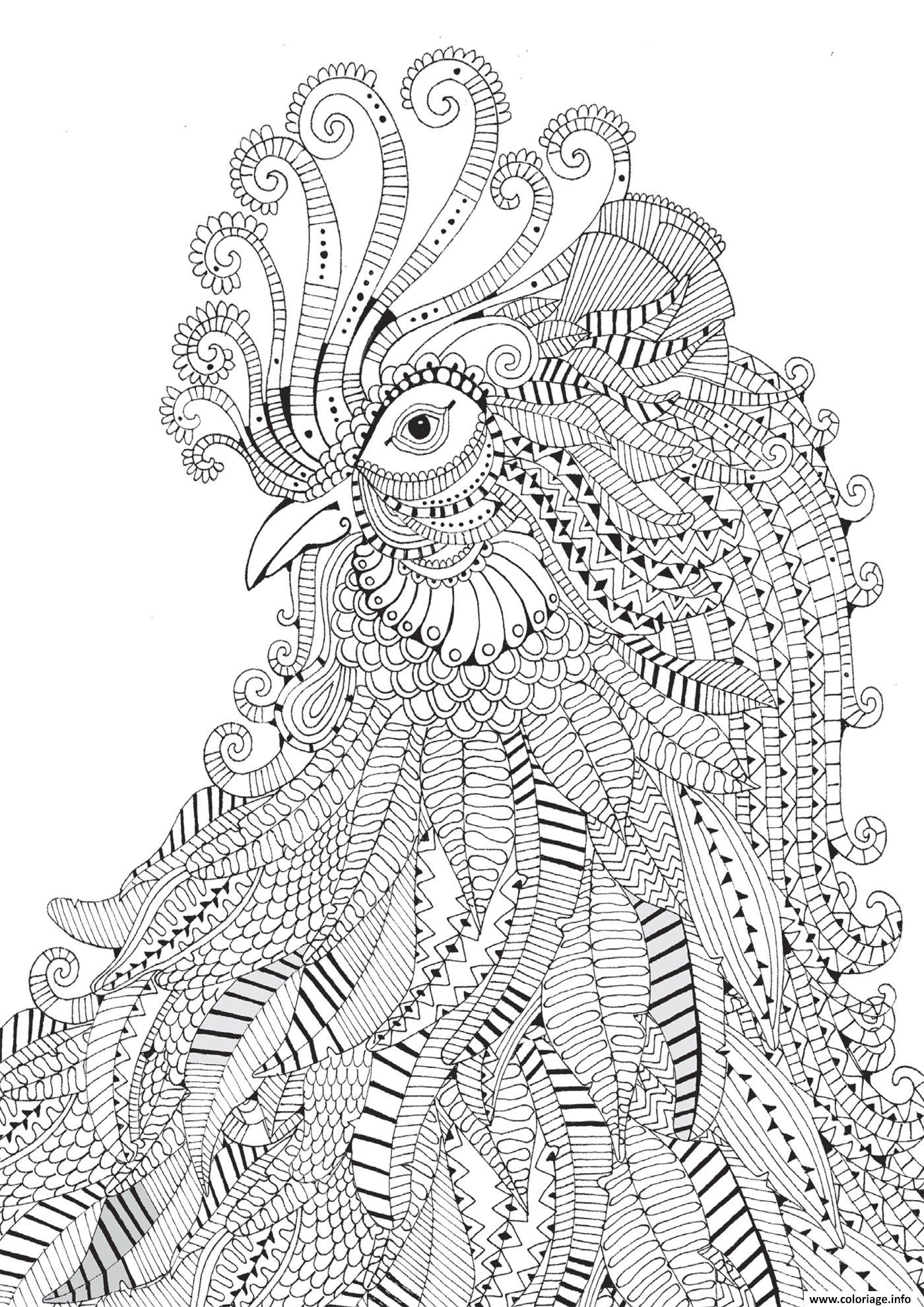 Dessin anti stress animaux poule Coloriage Gratuit à Imprimer