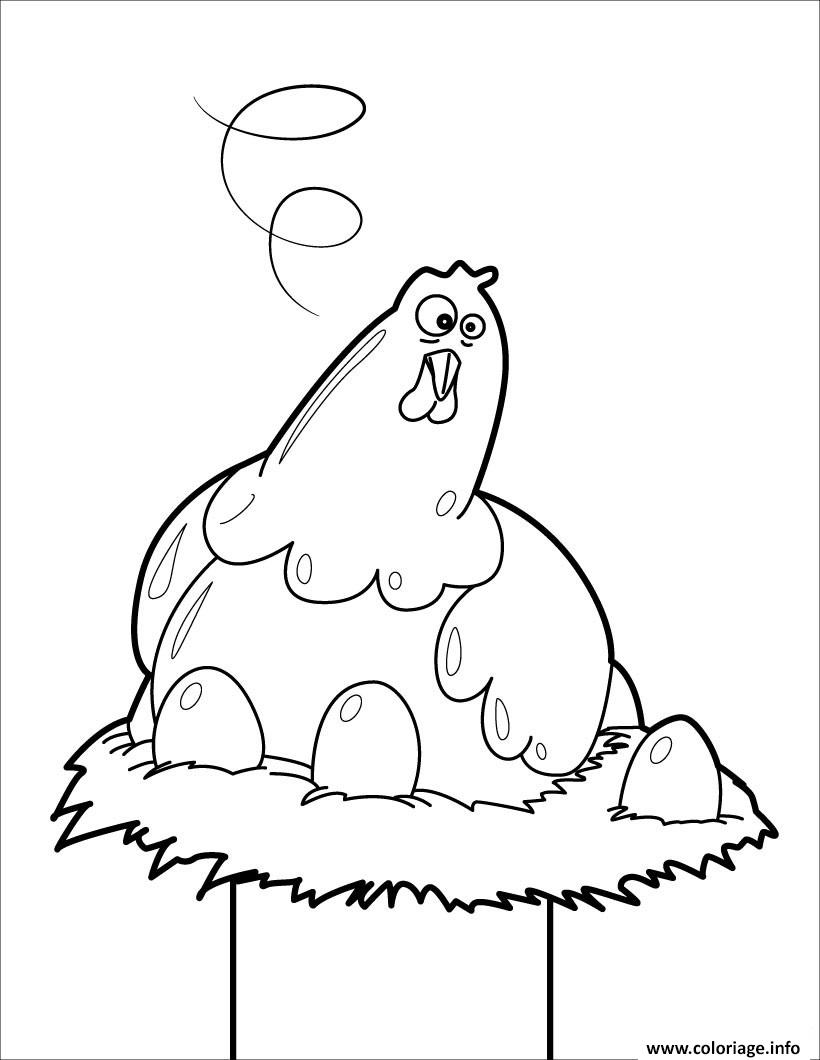 Dessin poule de paques poule en chocolat dans son nid Coloriage Gratuit à Imprimer