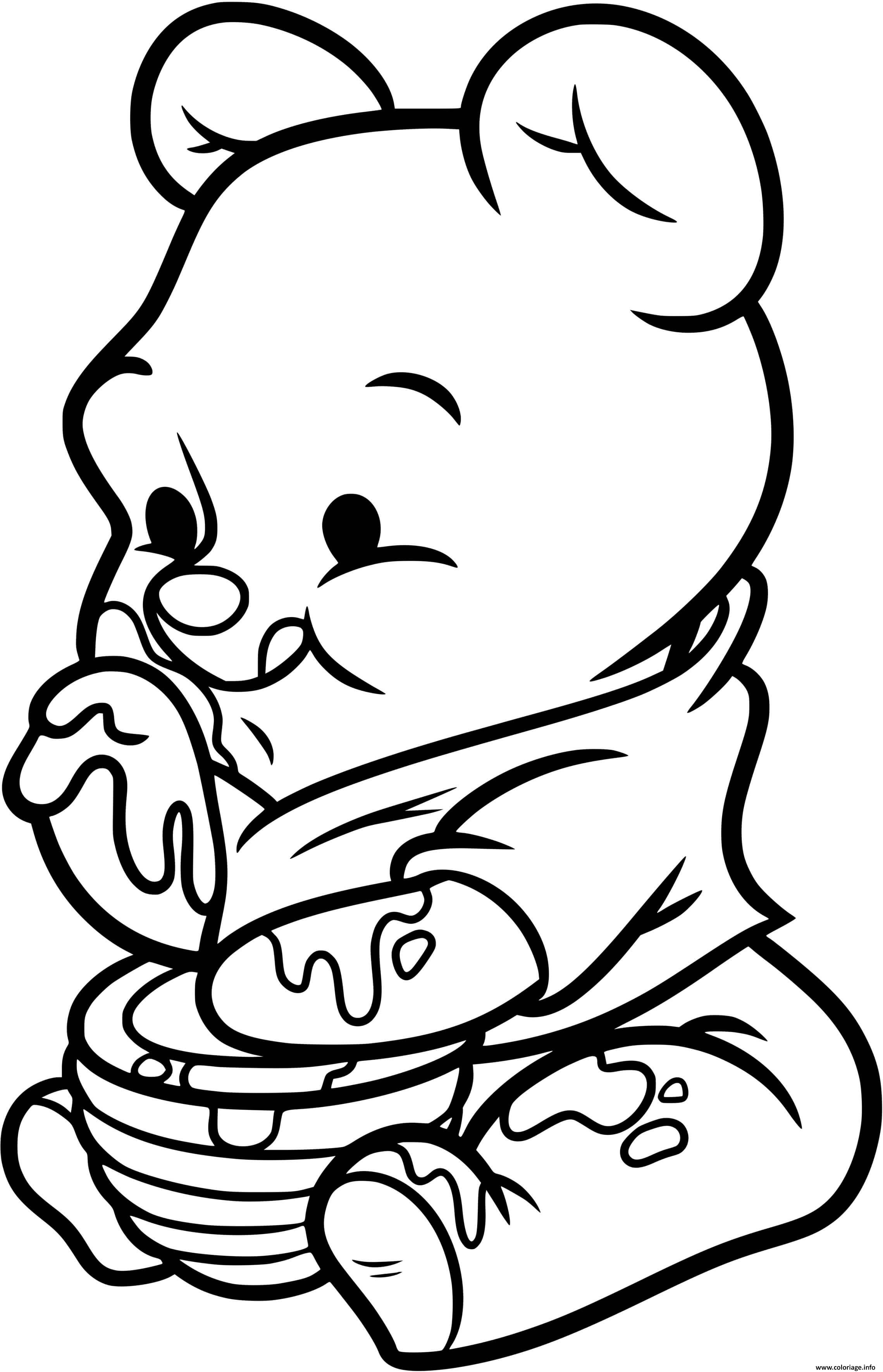 Dessin bebe winnie lourson adore le miel Coloriage Gratuit à Imprimer