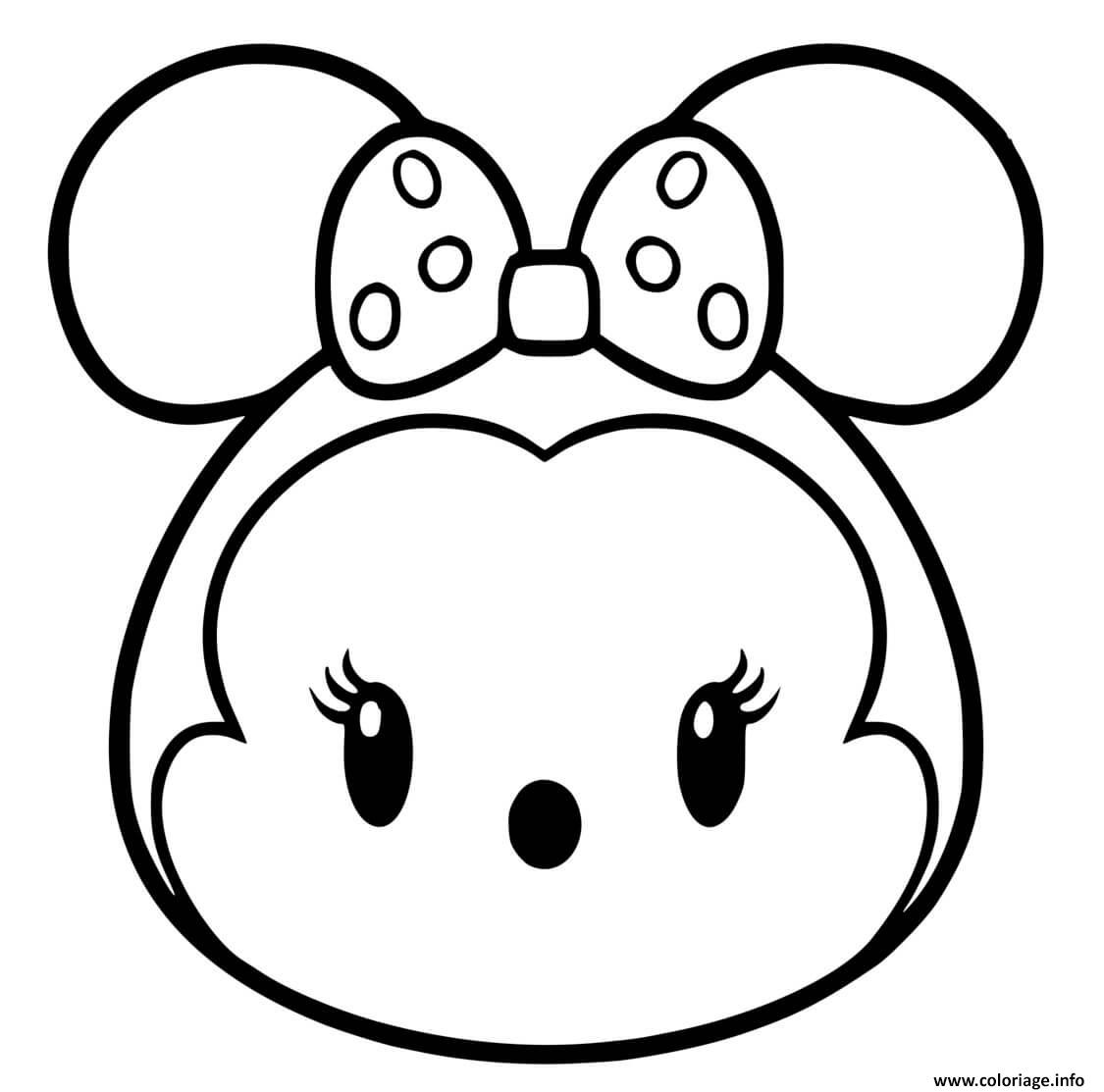 Coloriage Tete Kawaii De Minnie Mouse Dessin Disney Walt A Imprimer