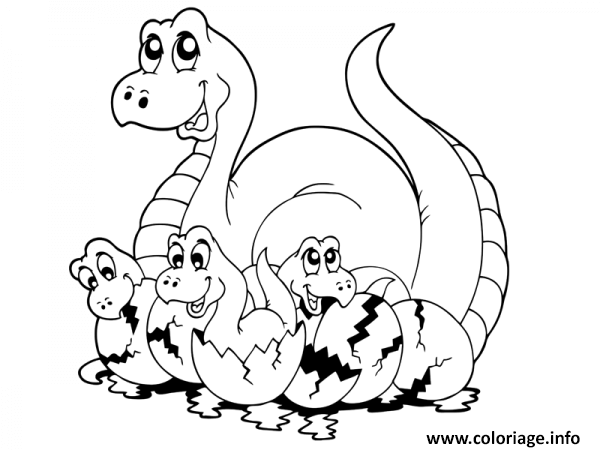 Coloriage Maman Dinosaure Et Ses Bebes Dinos Dessin à Imprimer
