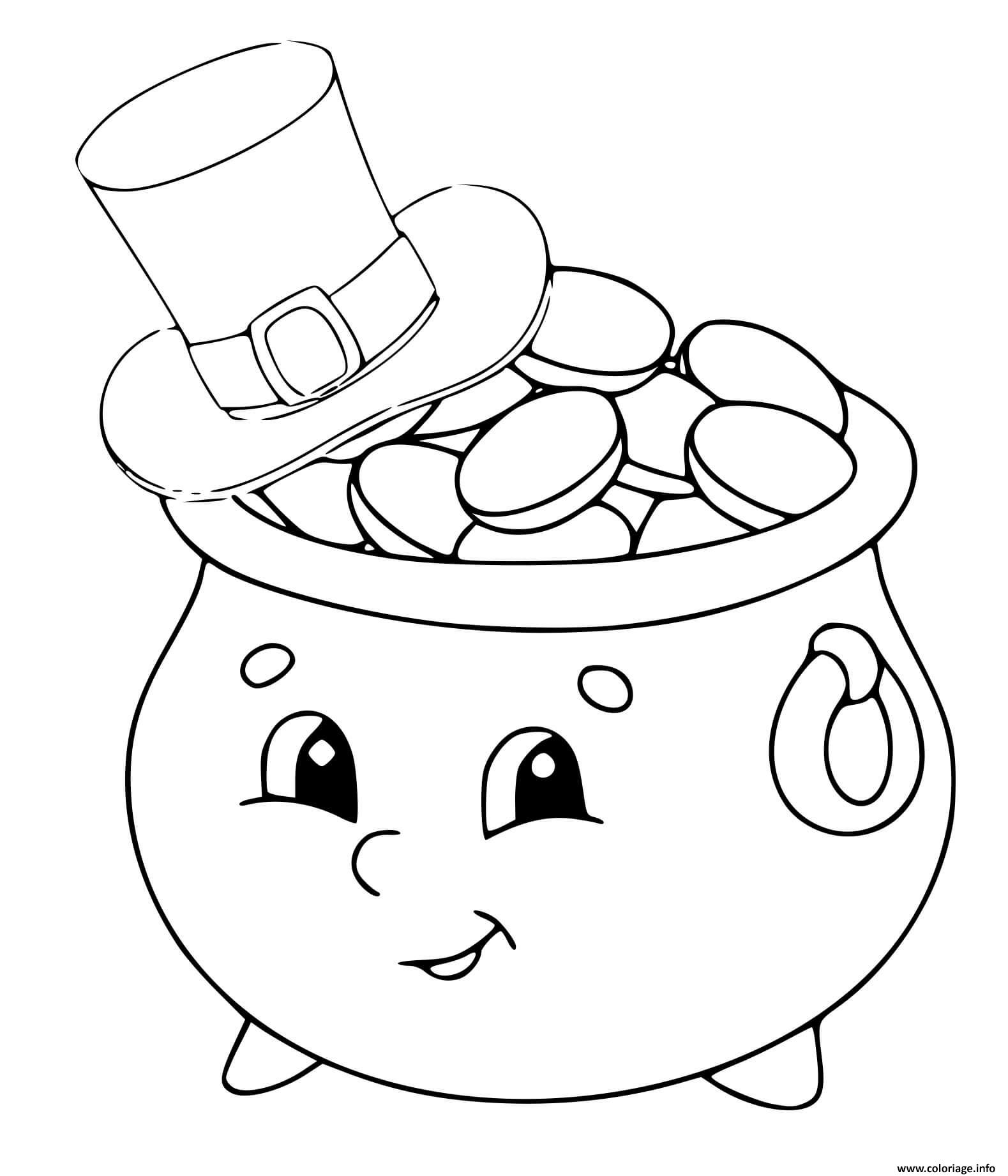 Dessin pot or au chapeau dessin anime Coloriage Gratuit à Imprimer