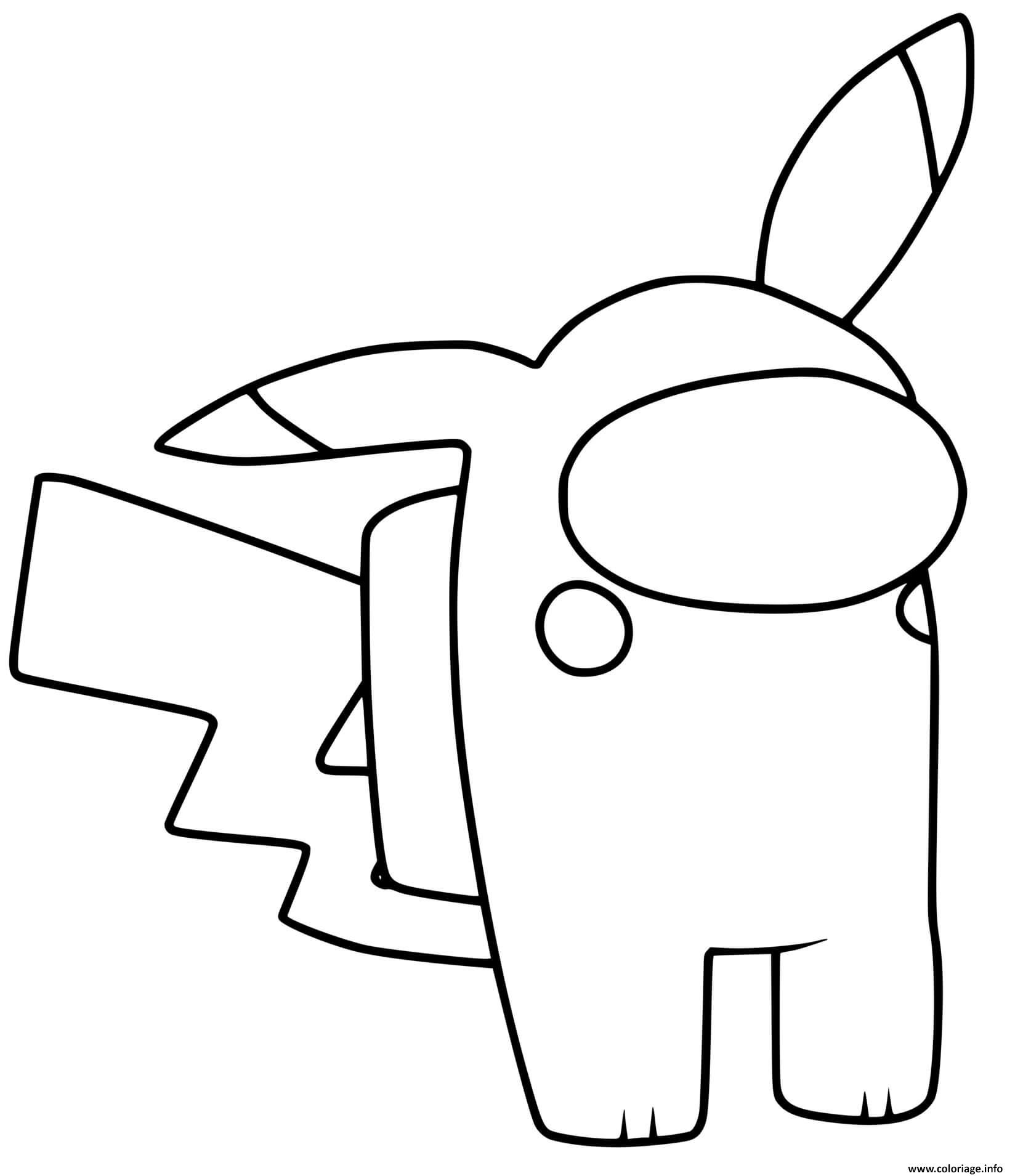 among us pikachu coloring page