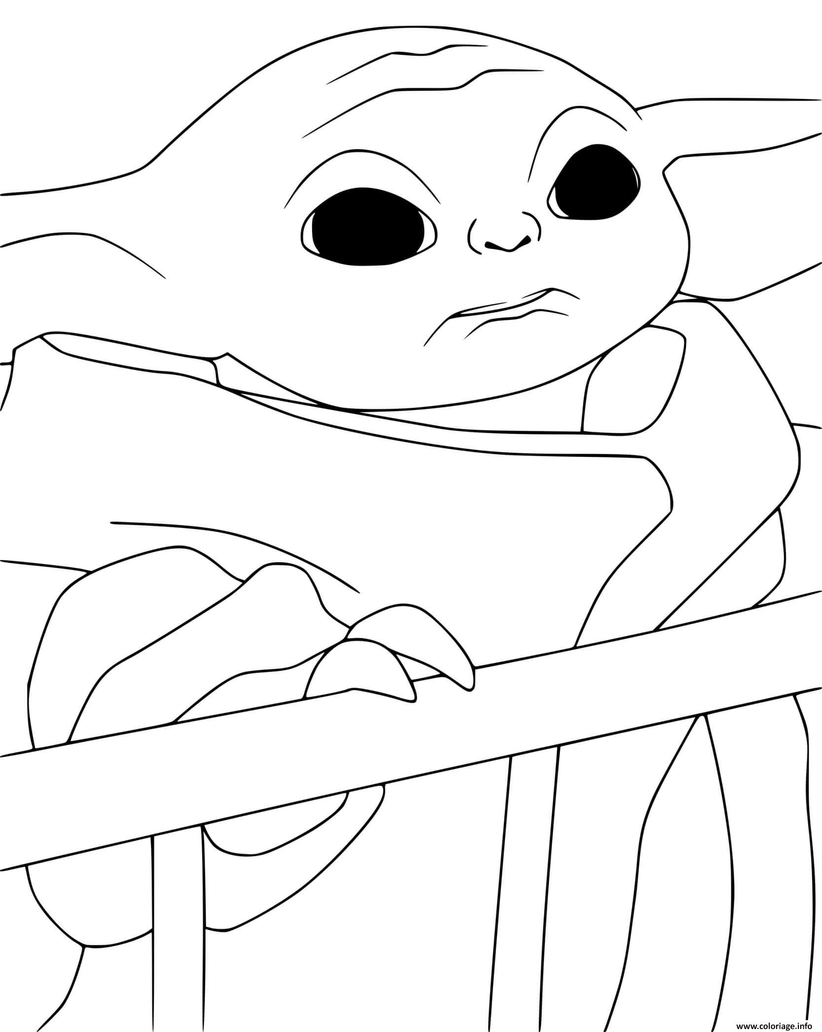 Coloriage baby yoda grogu starwars  JeColorie.com