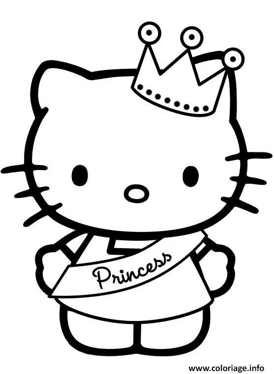Dessin hello kitty princesse Coloriage Gratuit à Imprimer