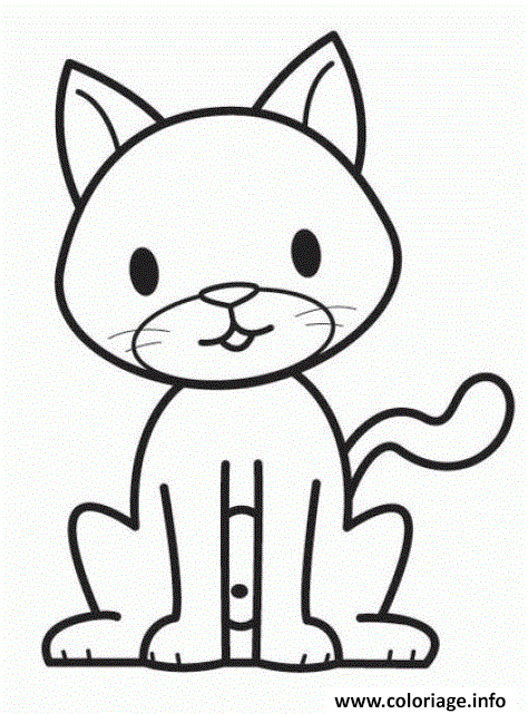 Dessin chaton assis simple Coloriage Gratuit à Imprimer