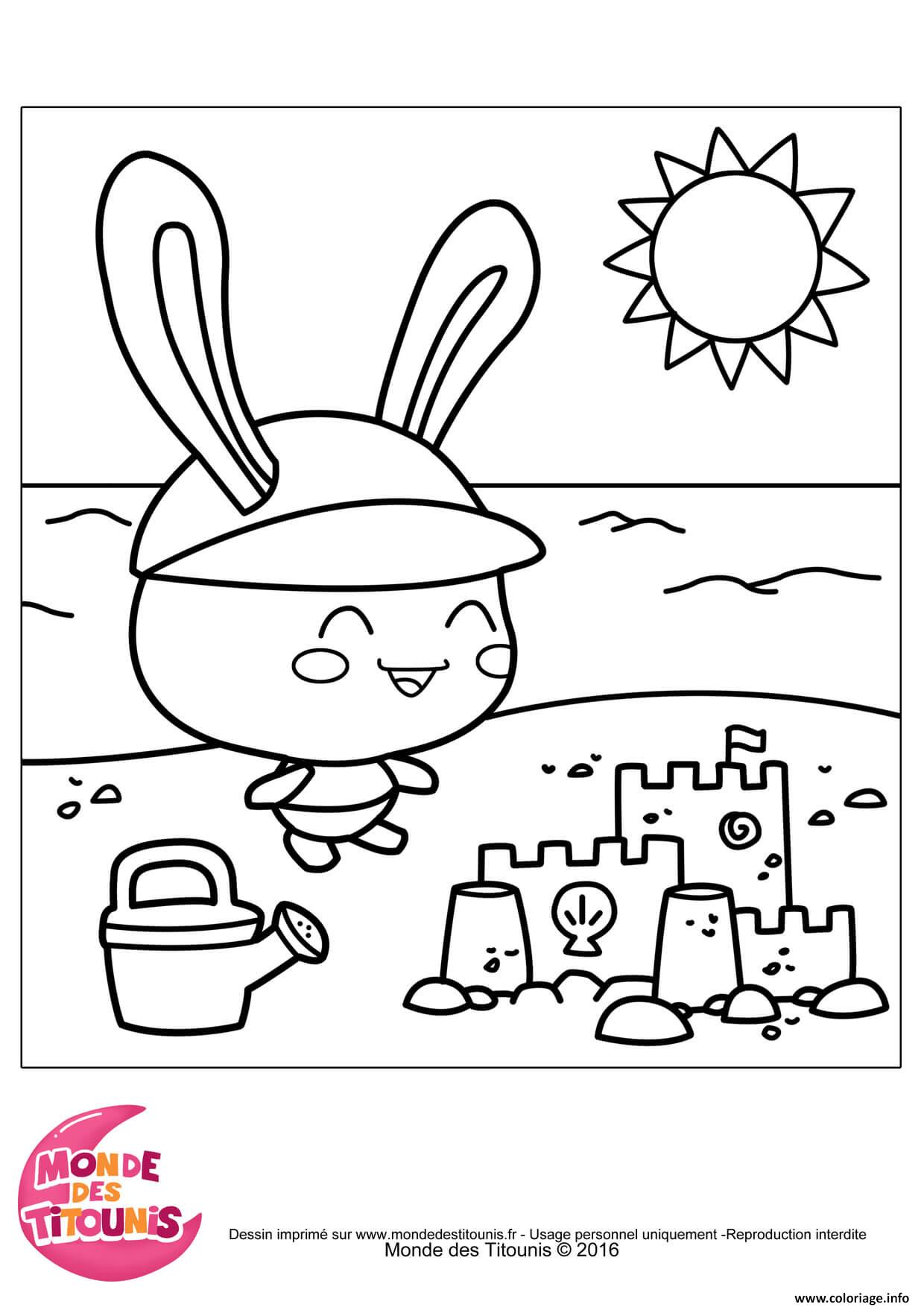 Dessin titounis plage Coloriage Gratuit à Imprimer