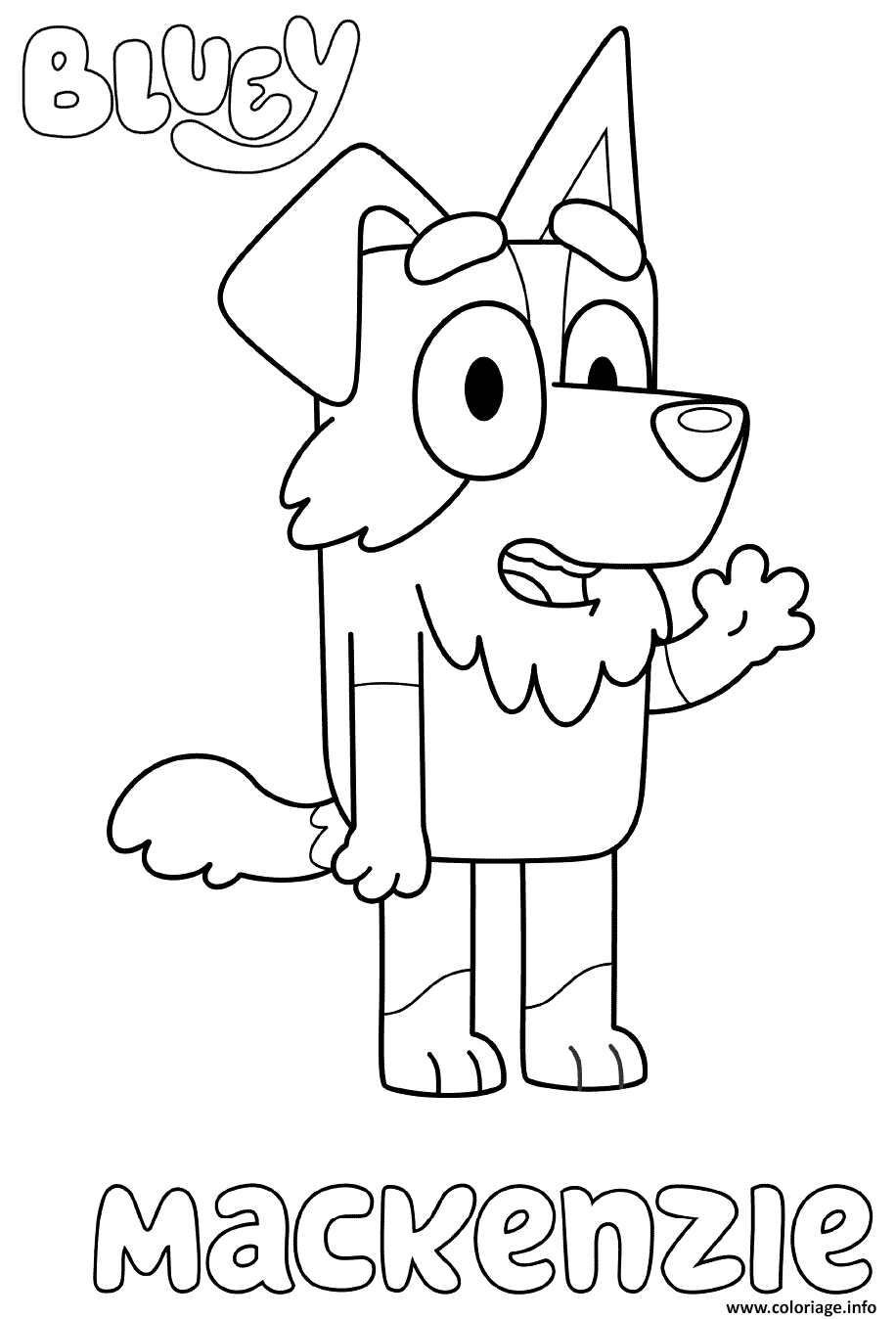 Coloriage Border Collie Mackenzie Dessin Bluey à imprimer