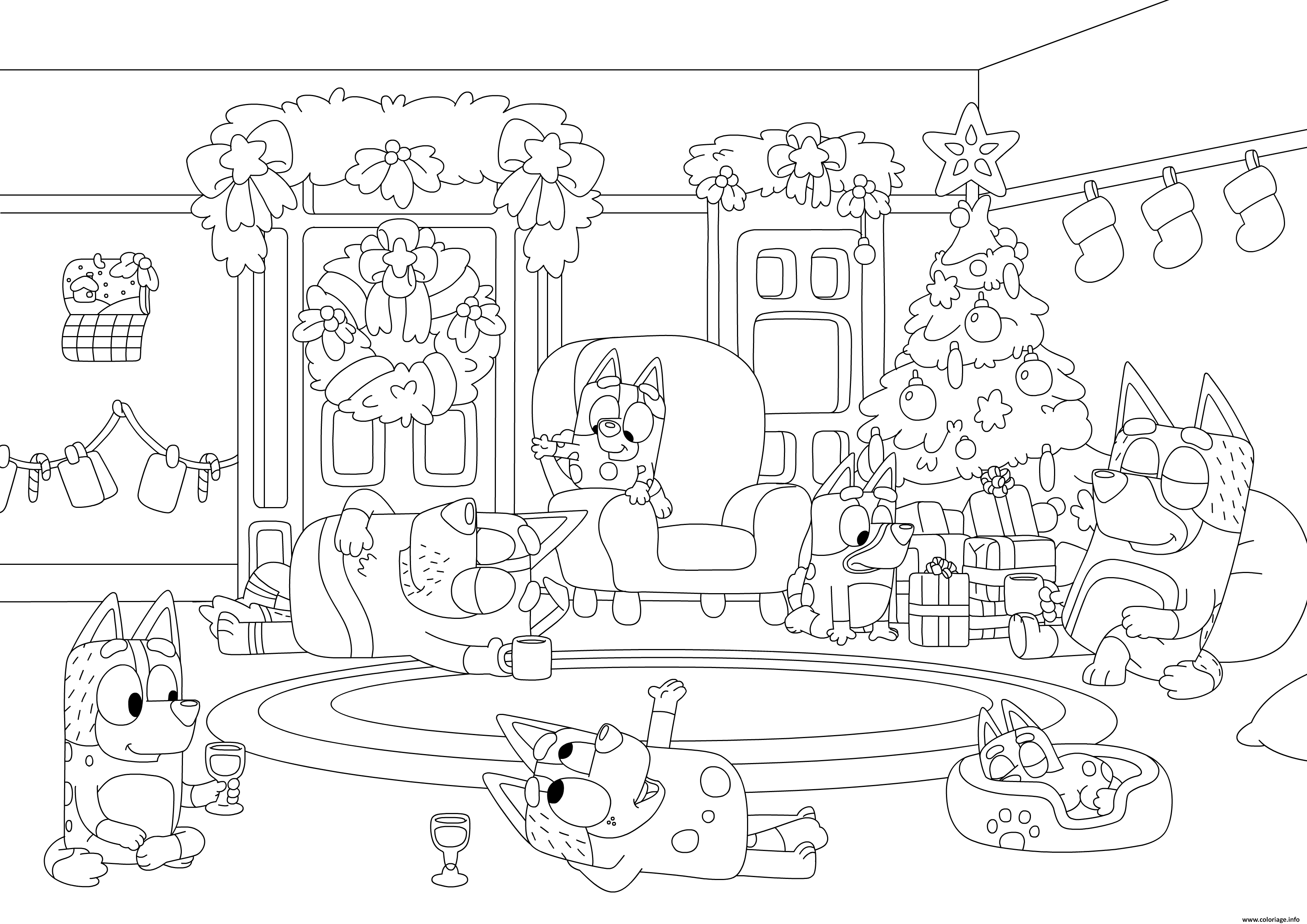 Dessin les chiens font une petite sieste Coloriage Gratuit à Imprimer