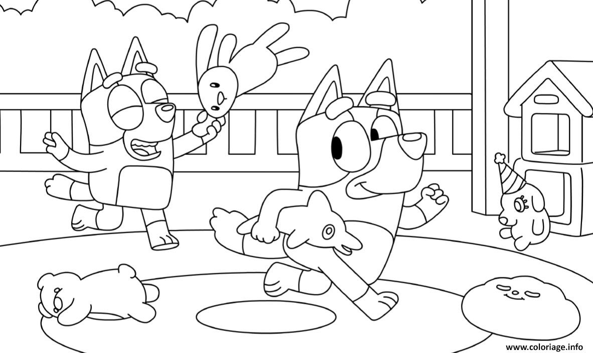 Coloriage jouer avec bluey  JeColorie.com