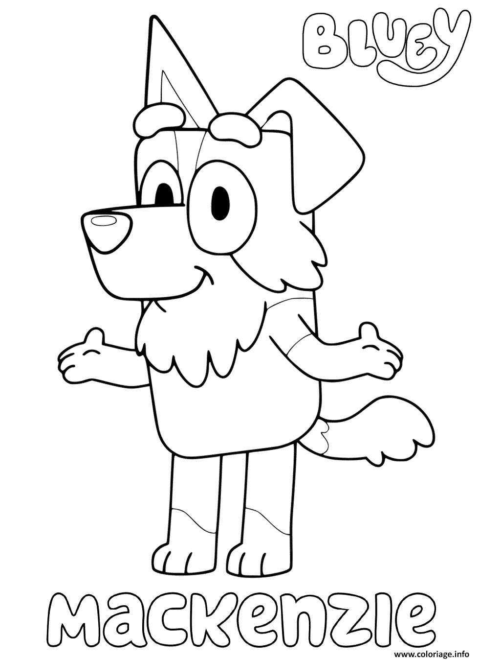 Coloriage Chien Mackenzie Blueys Dessin Bluey à imprimer