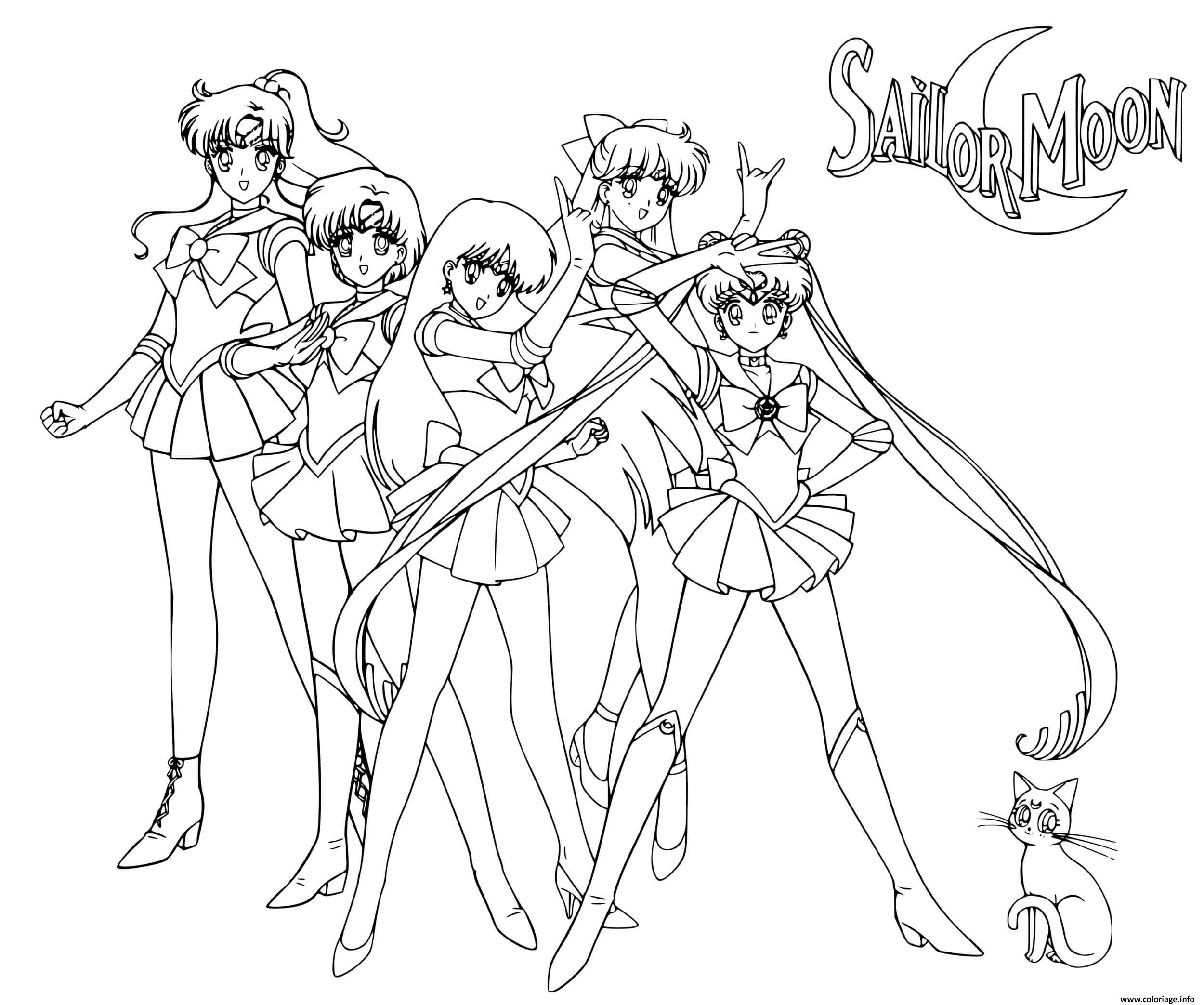 Dessin Sailor Moon Girls Coloriage Gratuit à Imprimer