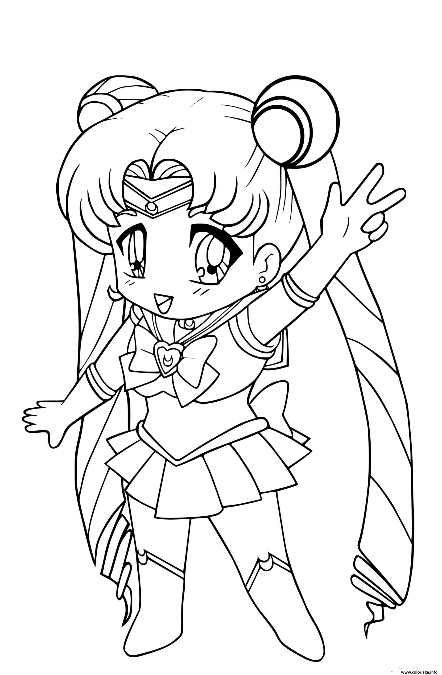 Coloriage Chibi Sailor Moon Kawaii Dessin à Imprimer