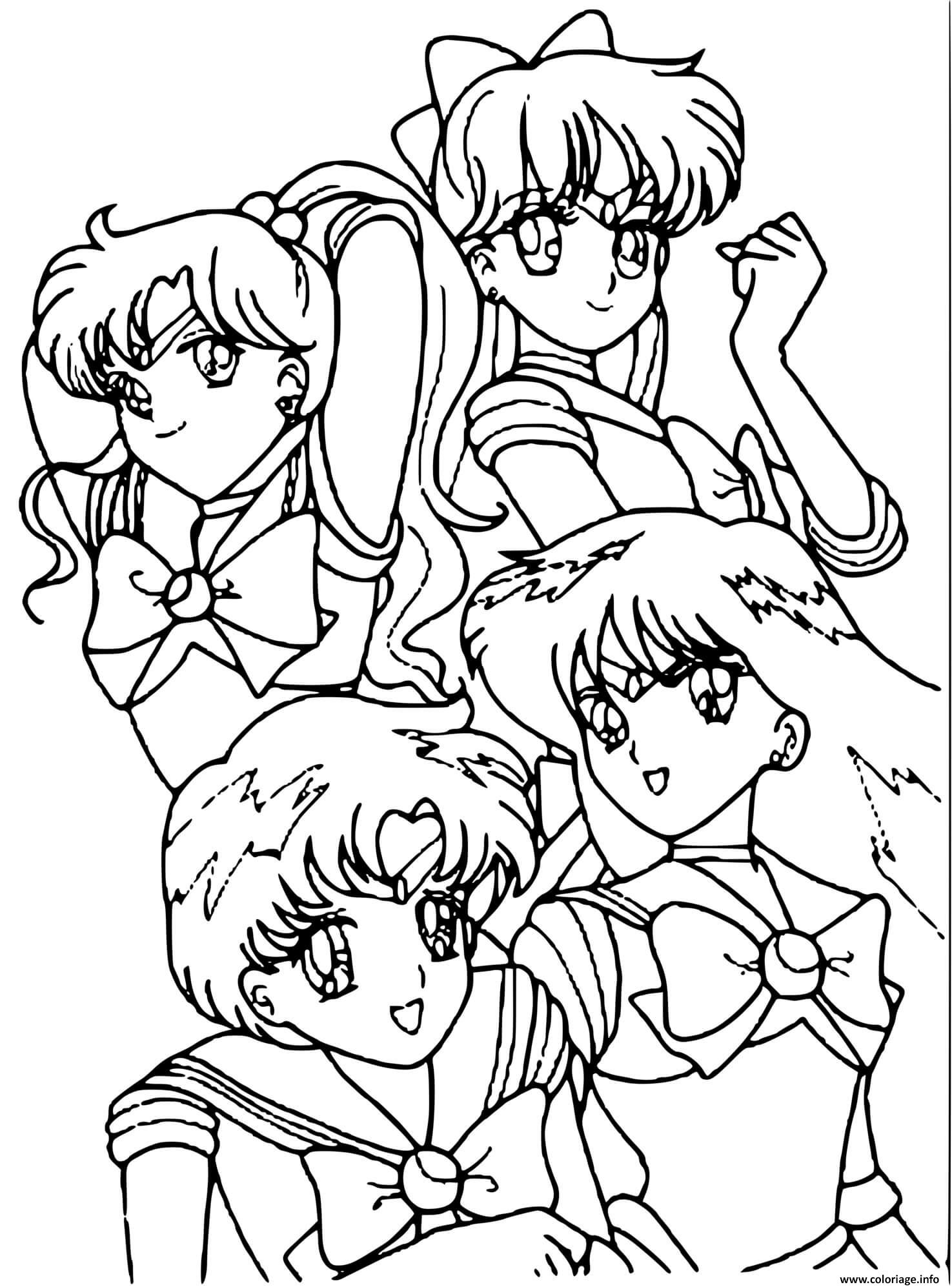 Dessin Sailor Moon Friends girlpower Coloriage Gratuit à Imprimer
