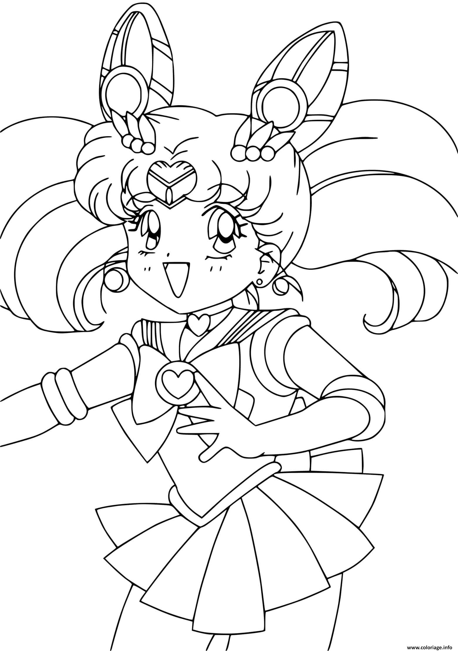 Dessin Sailor Mini Moon Girl Coloriage Gratuit à Imprimer