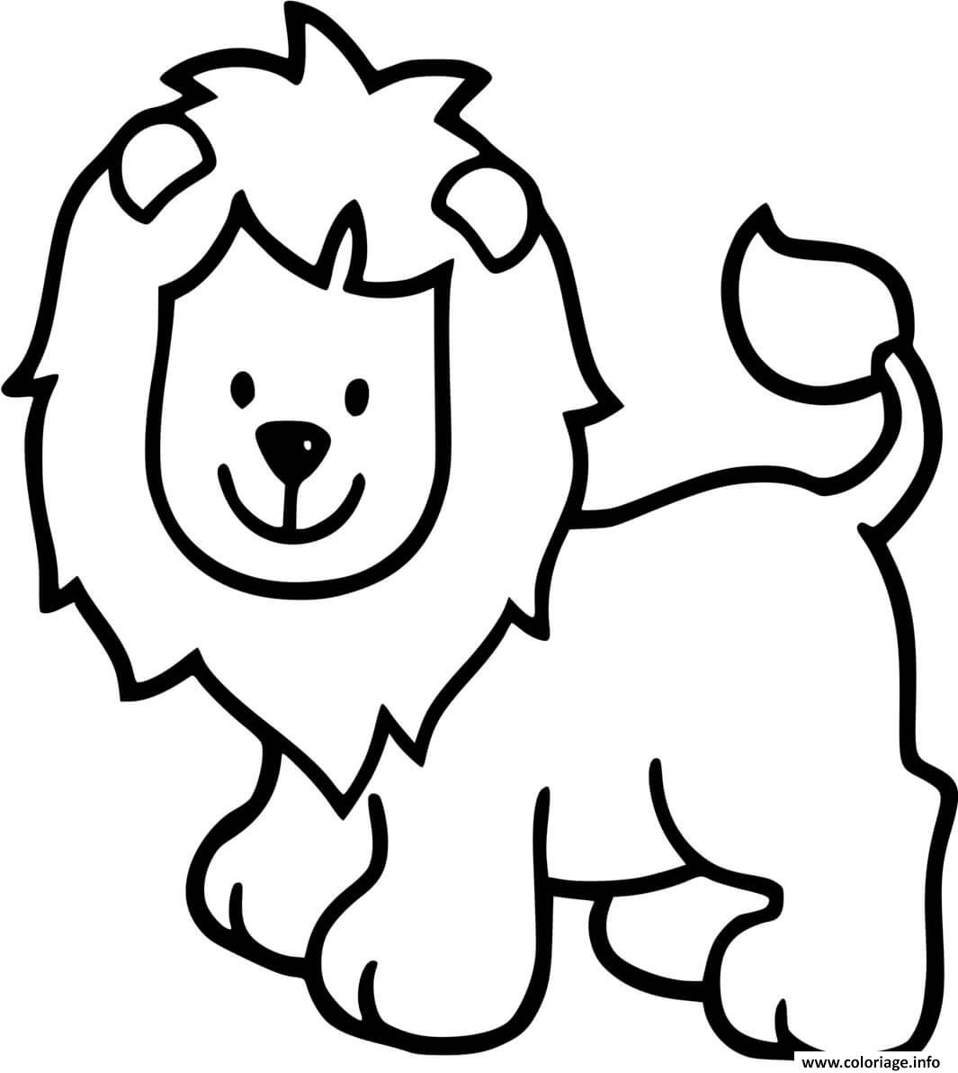 Coloriage lion facile maternelle 2 ans  JeColorie.com