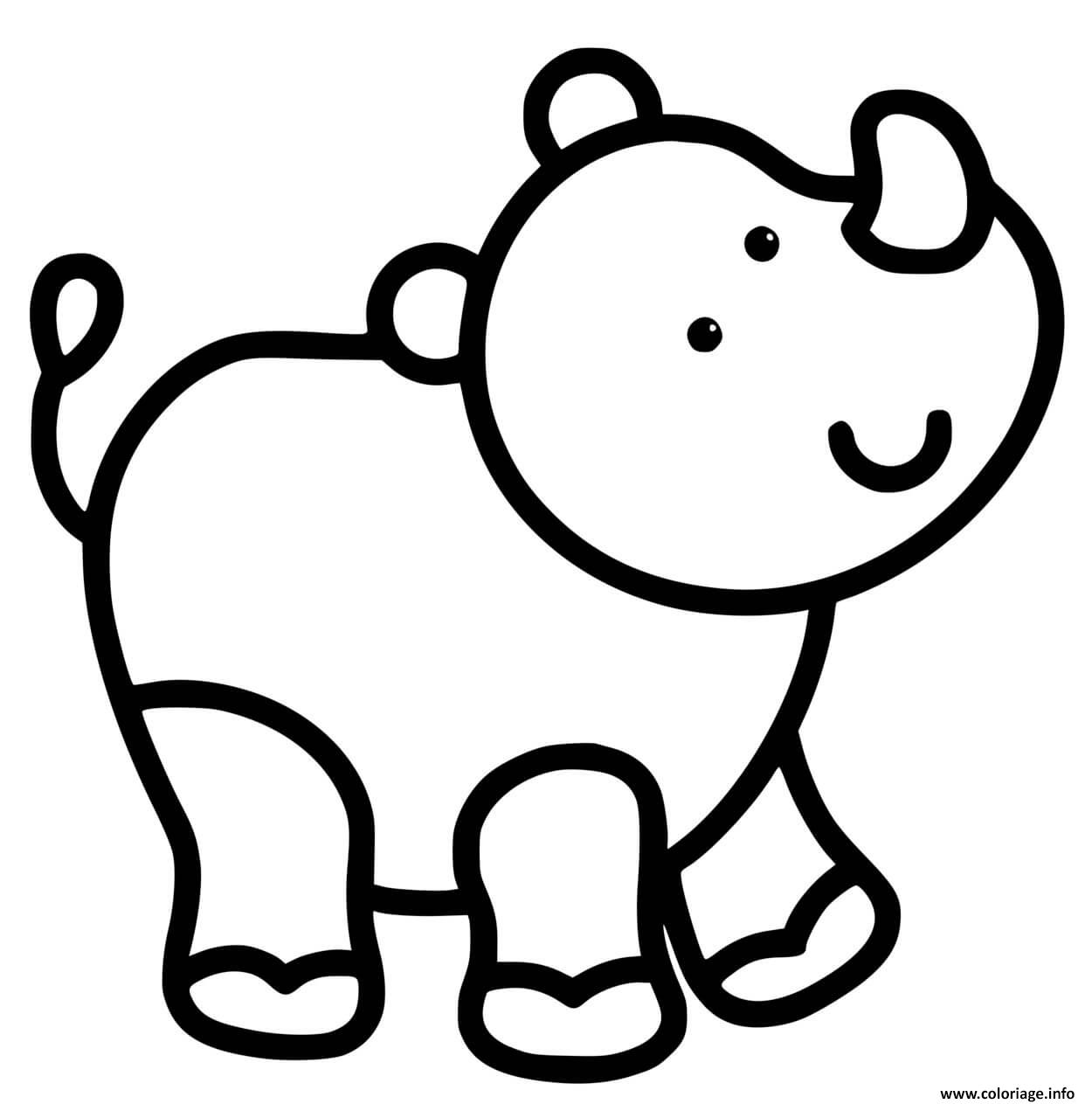 Dessin rhinoceros facile maternelle 2 ans Coloriage Gratuit à Imprimer