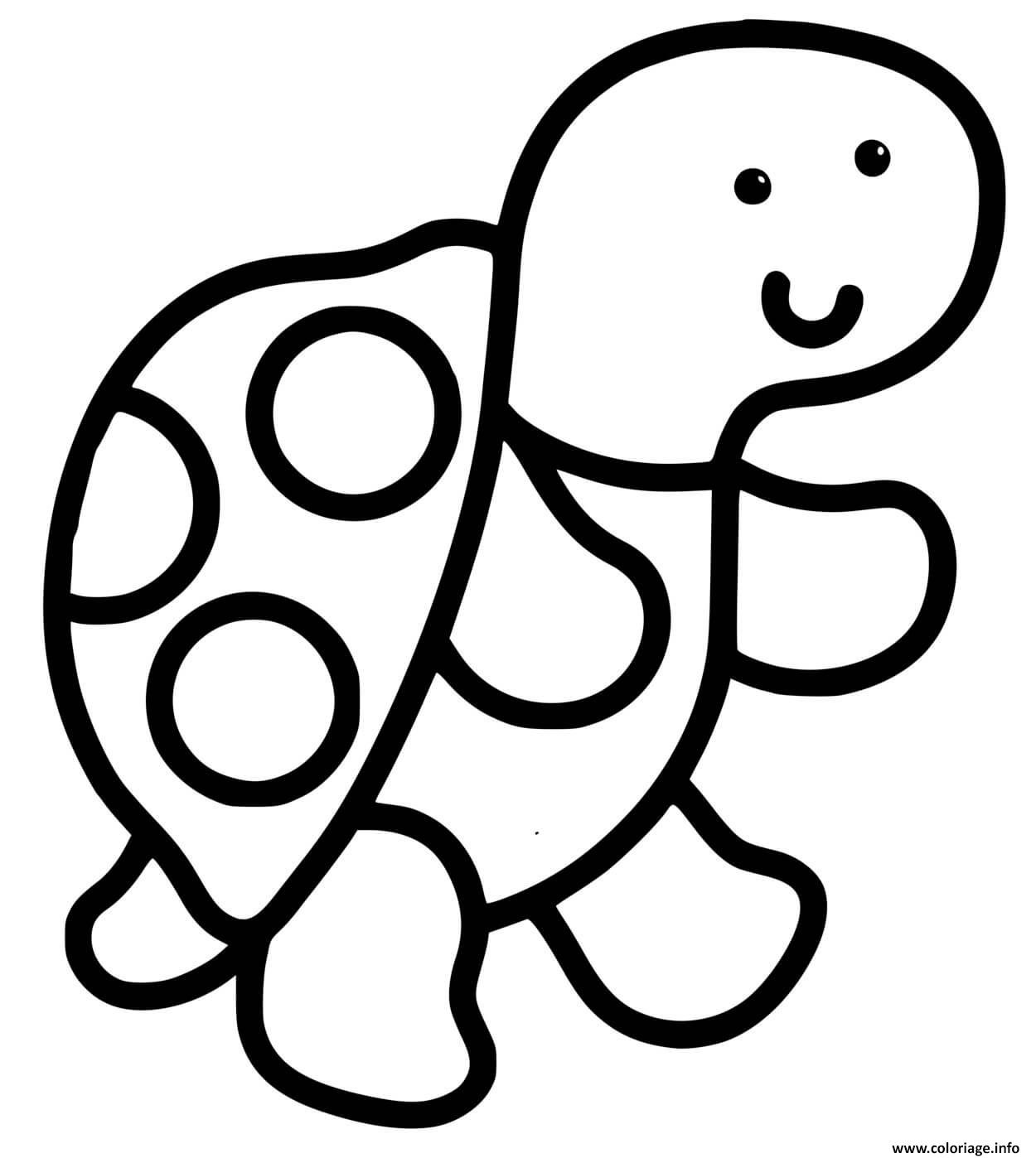 Coloriage tortue facile maternelle 2 ans - JeColorie.com