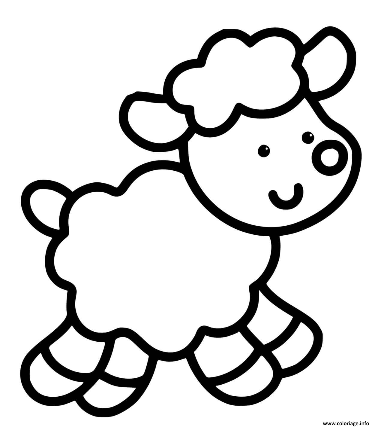 Coloriage mouton facile maternelle 2 ans - JeColorie.com