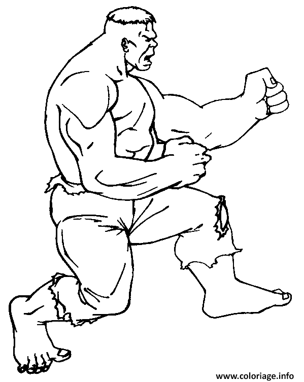 Dessin Hulk fait du karate Coloriage Gratuit à Imprimer