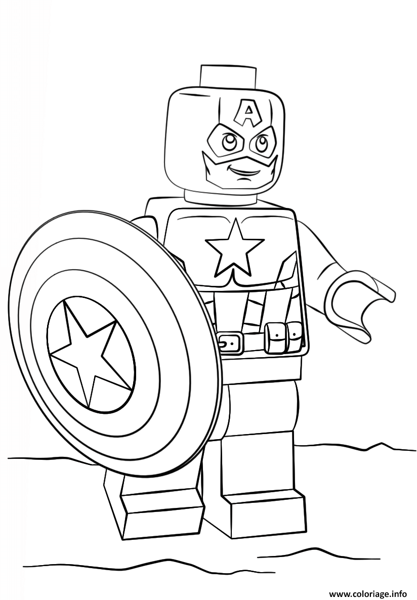 Dessin lego captain america super heroes Coloriage Gratuit à Imprimer