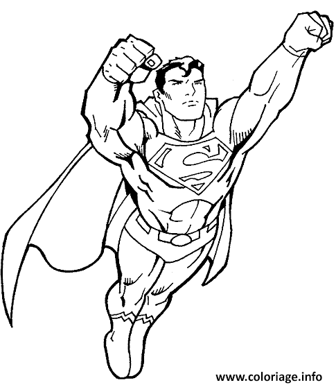 Dessin Superman avec les deux poings e avant Coloriage Gratuit à Imprimer