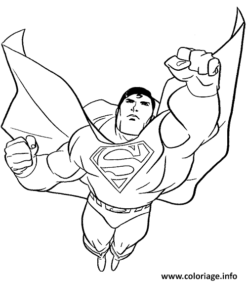 Dessin Superman avec un seul poing en avant Coloriage Gratuit à Imprimer