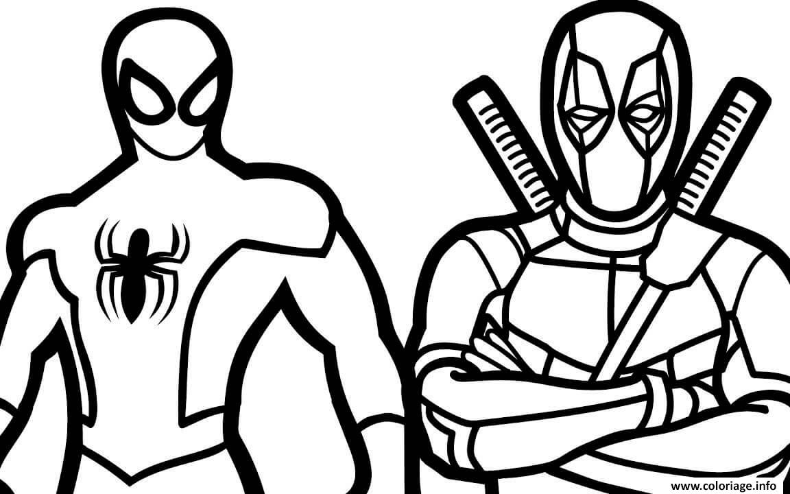 Dessin spiderman et deadpool Coloriage Gratuit à Imprimer