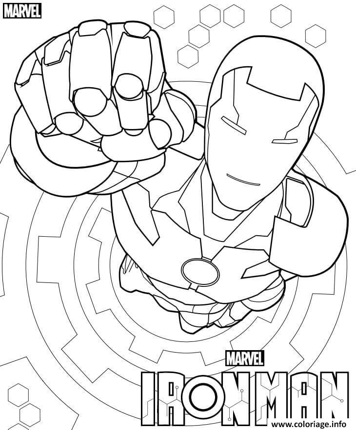 Coloriage Iron Man From The Avengers Marvel Dessin à Imprimer
