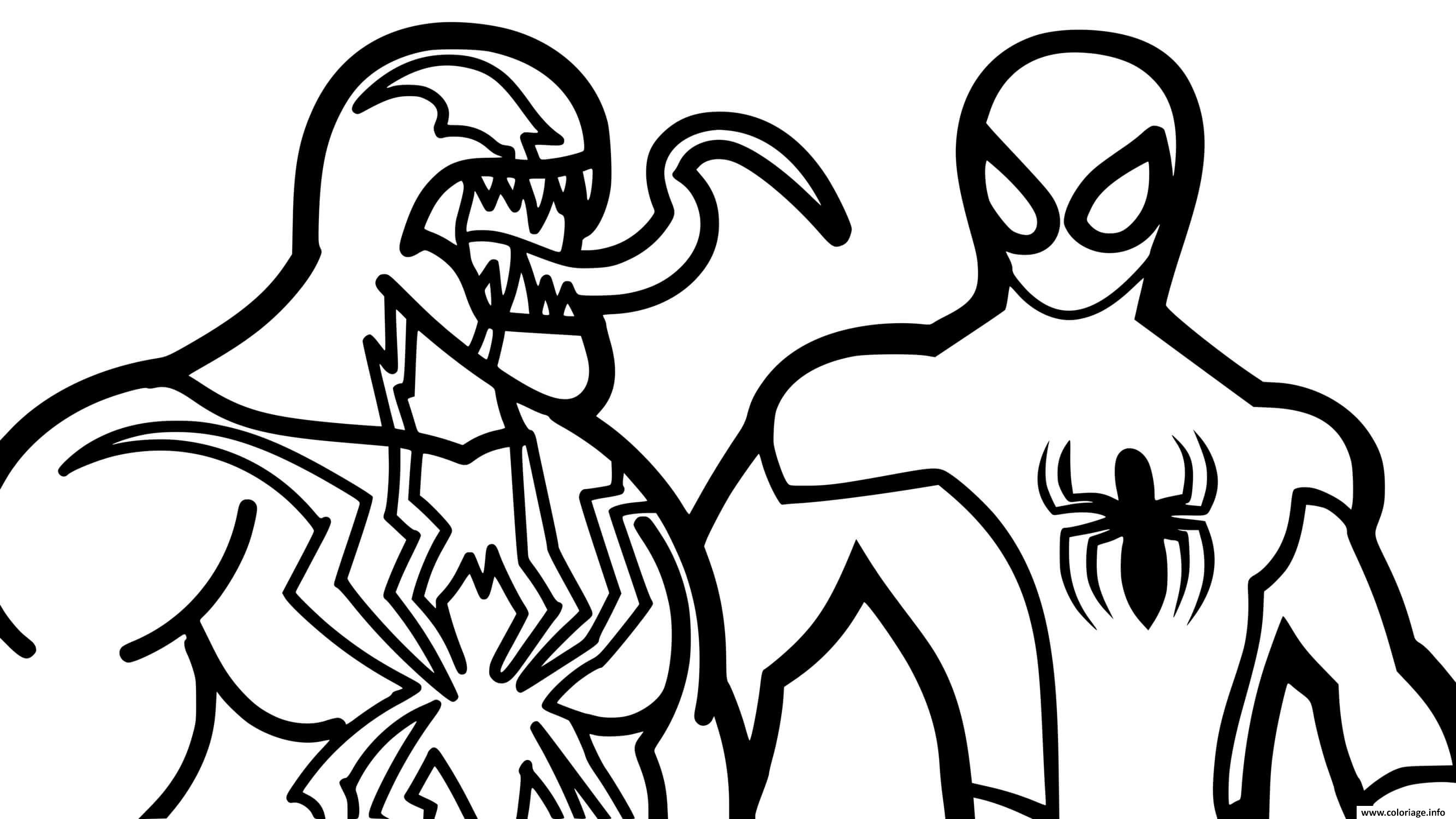 Dessin venom contre spiderman Coloriage Gratuit à Imprimer