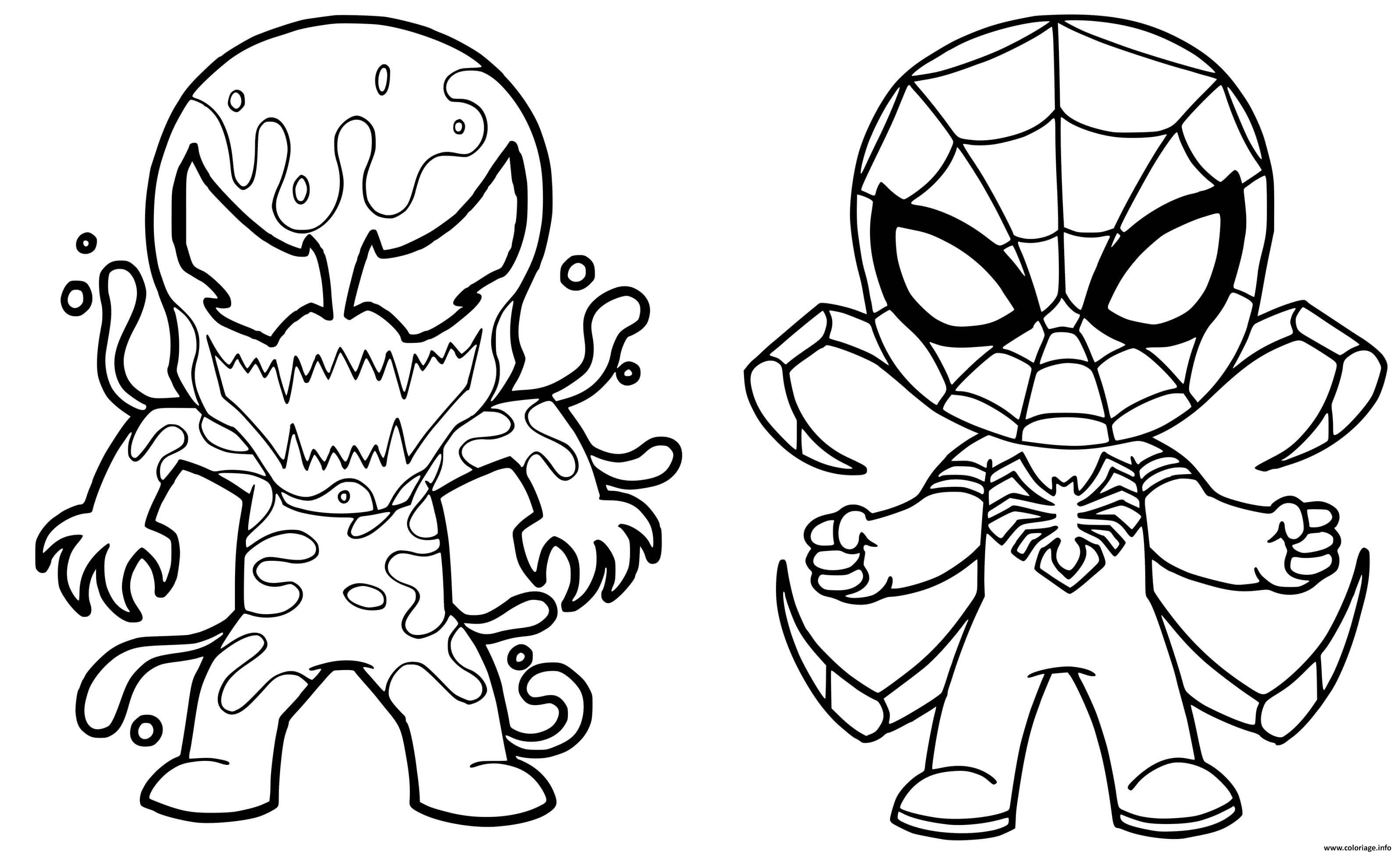 Dessin venom vs spiderman Coloriage Gratuit à Imprimer