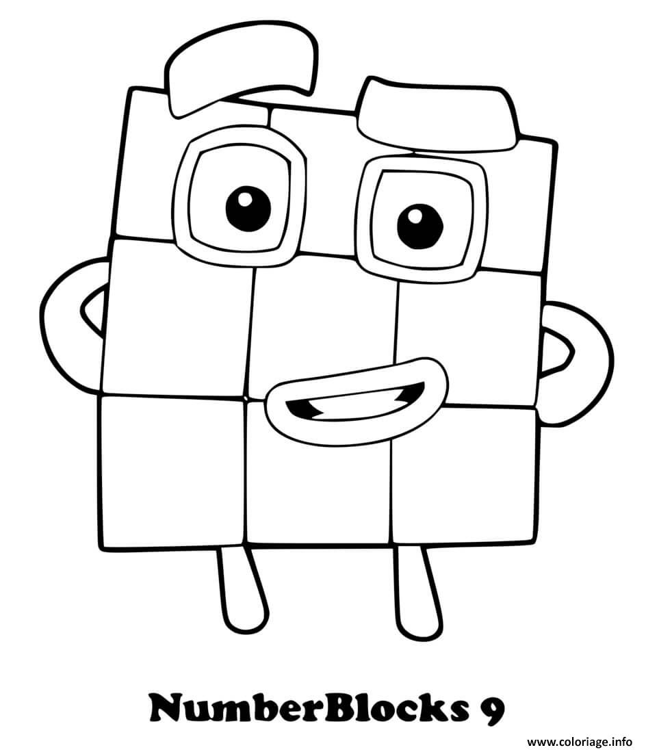 Dessin numberblocks 9 nine Coloriage Gratuit à Imprimer