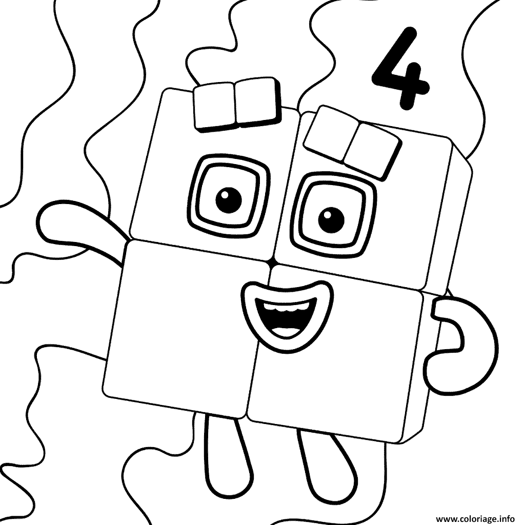 Coloriage Numberblocks Number 4 Dessin Numberblocks Imprimer