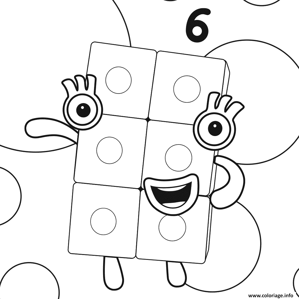 Coloriage Numberblocks Number 6 Dessin à Imprimer