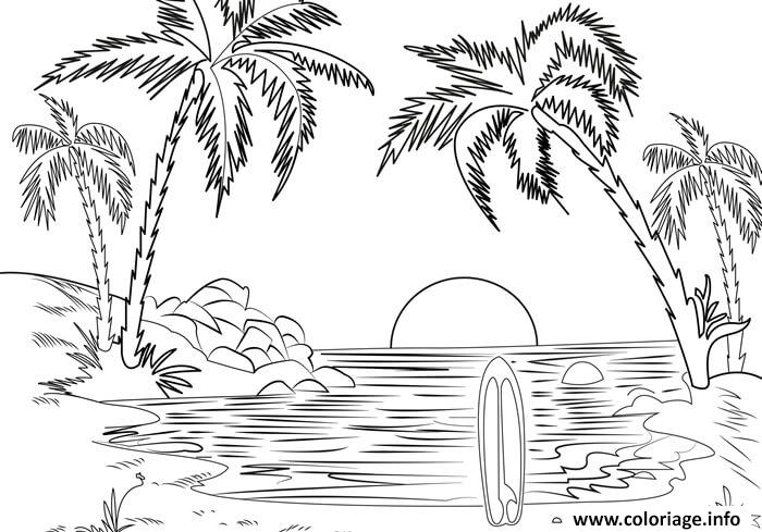 Dessin mer de plage Coloriage Gratuit à Imprimer