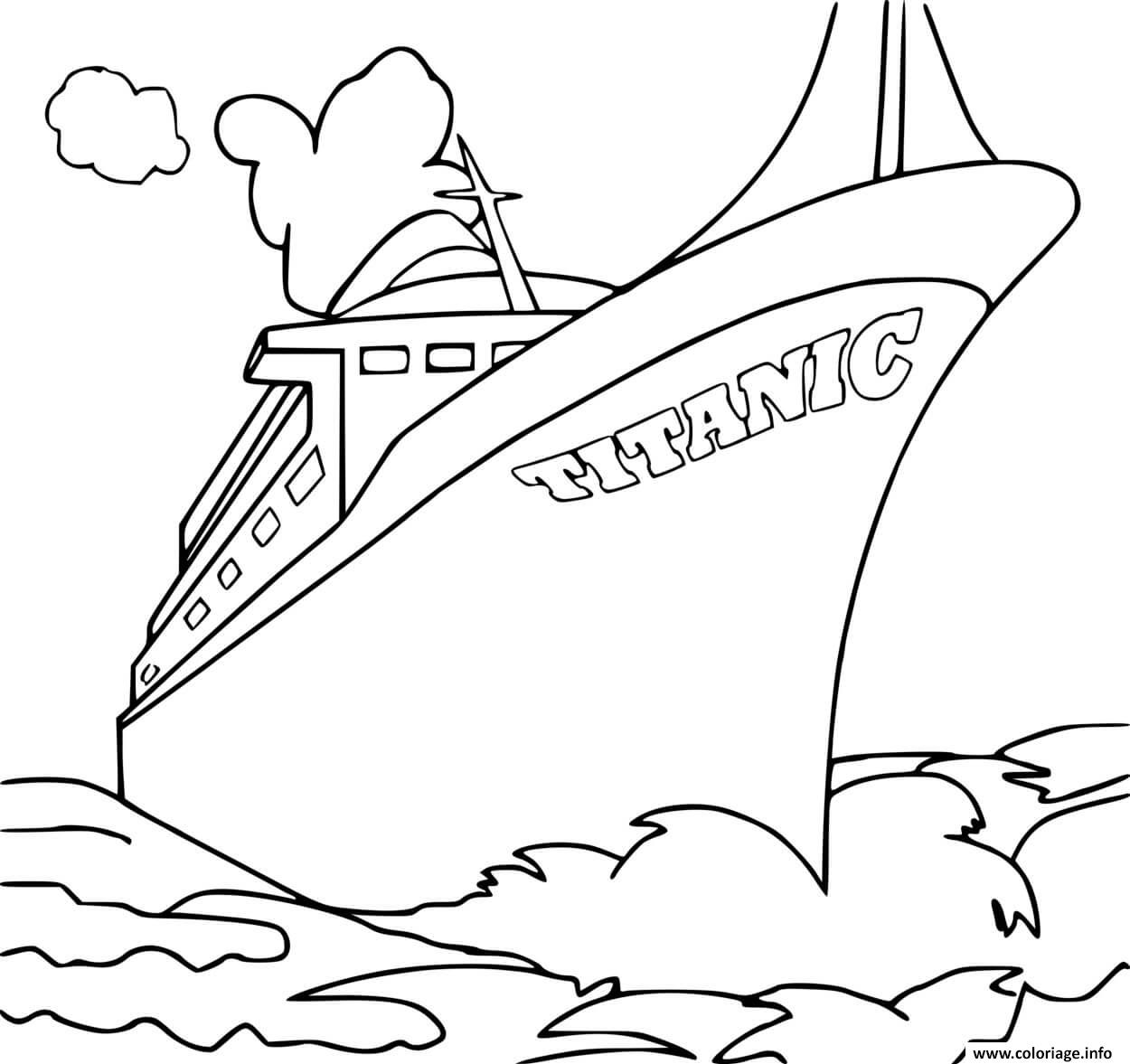 Coloriage Bateau Titanic Rms Transatlantique Britannique Dessin Bateau 