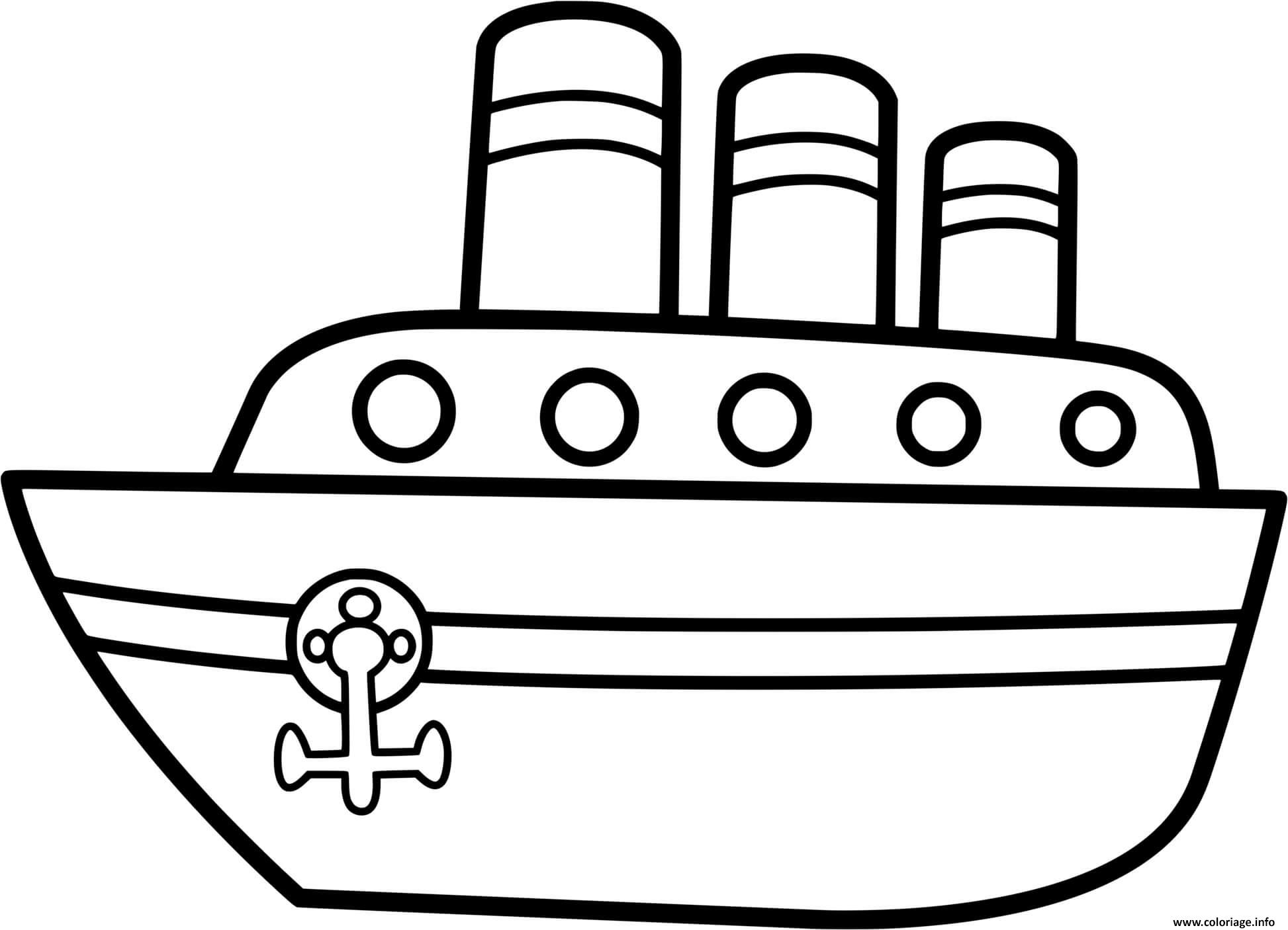 Coloriage bateau marin facile maternelle  JeColorie.com