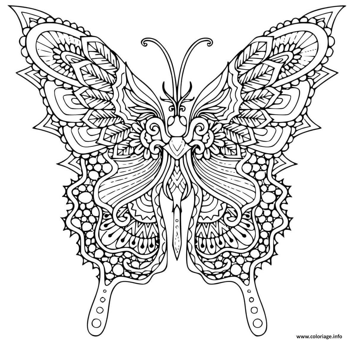 Coloriage Papillon Printemps Mandala Dessin à Imprimer