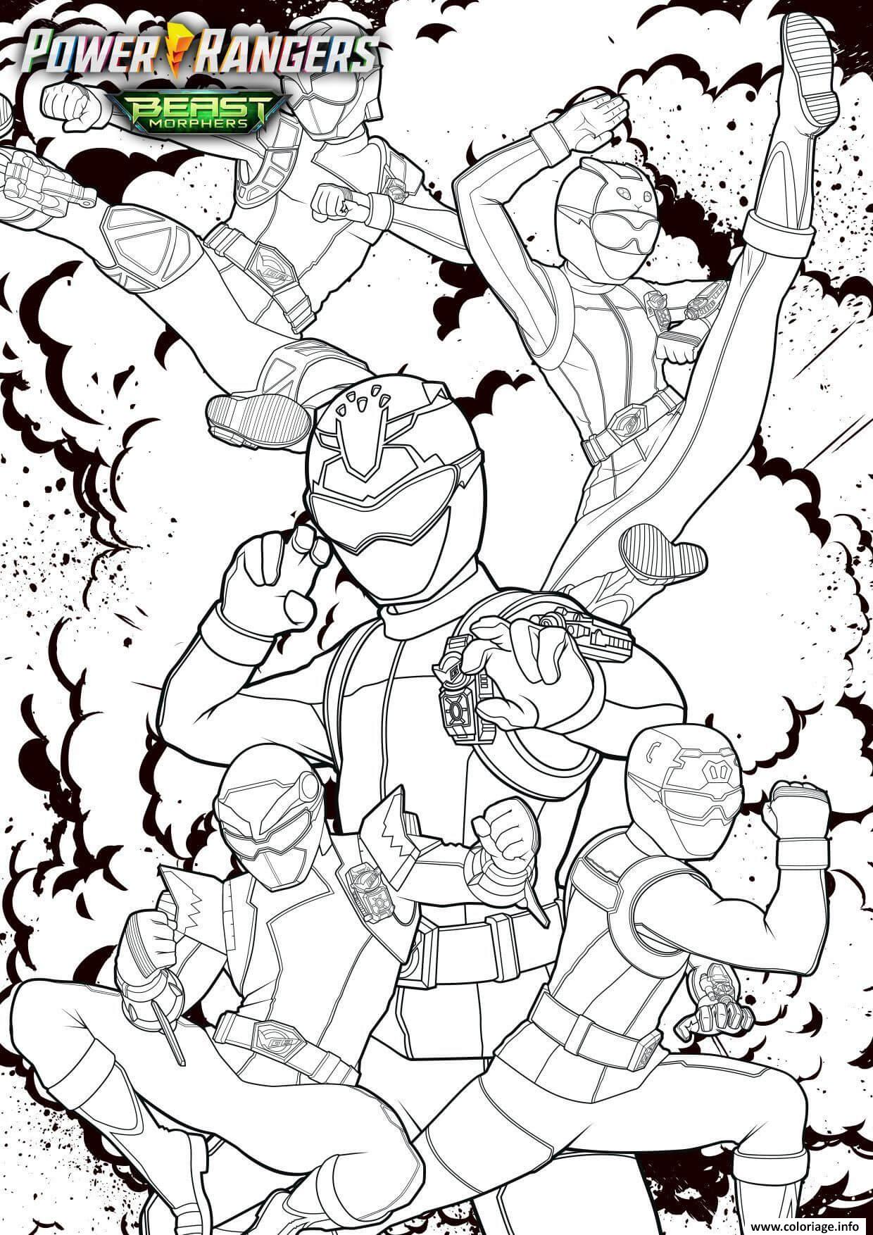 Dessin power rangers beast morphers l equipe beast morphers Coloriage Gratuit à Imprimer