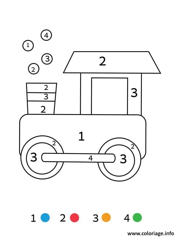 Dessin magique maternelle une locomotive Coloriage Gratuit à Imprimer